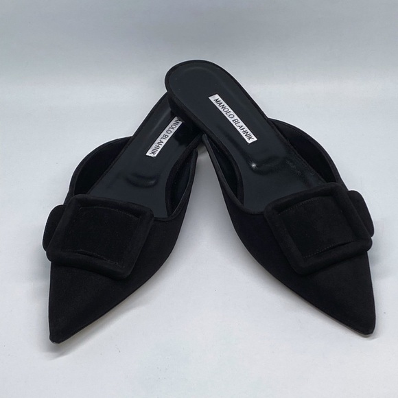 Manolo Blahnik Maysale Suede Flats size 38.5 - Picture 1 of 13